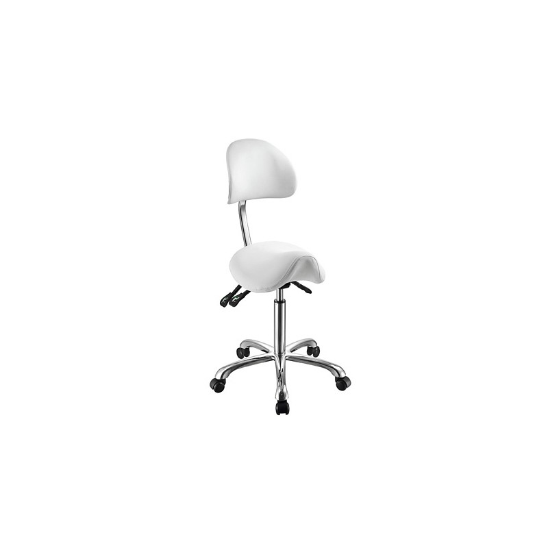 TABURETE BLANCO ERGONOMICO CON RESPALDO COMFORT