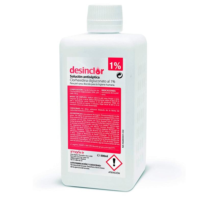 SOLUCION ANTISEPTICA CLORHEXIDINA DESINCLOR 500ml.