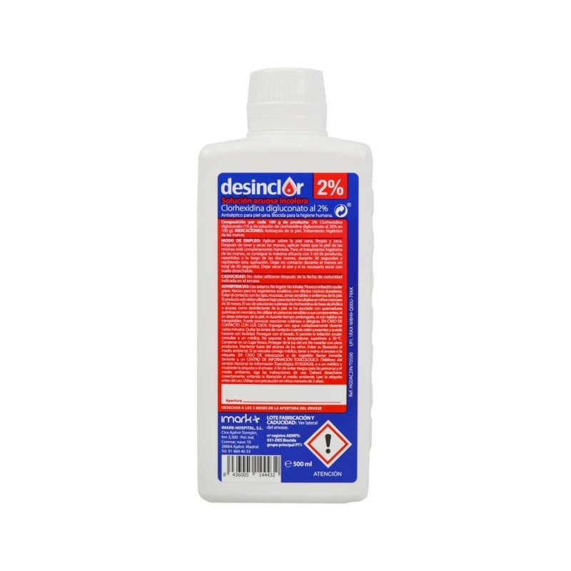SOLUCIÓN CLORHEXIDINA INCOLORA AL  2% 500ml